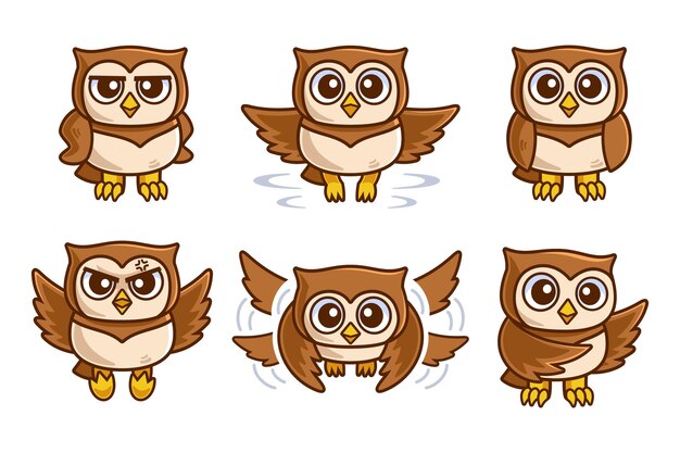 Vector collection of owl cartoon character