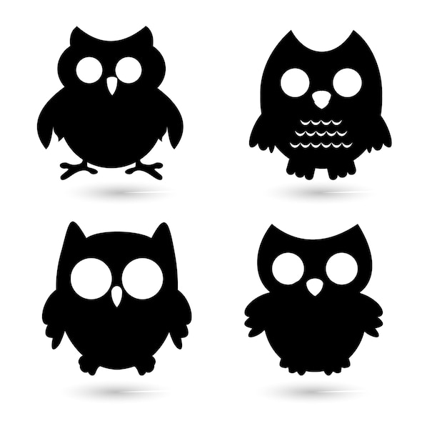 Collection of Owl scissors vector silhouettes