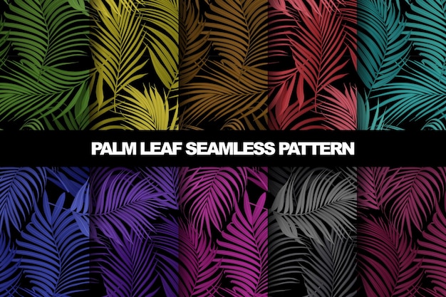 Collection of palm leaf vector seamless pattern