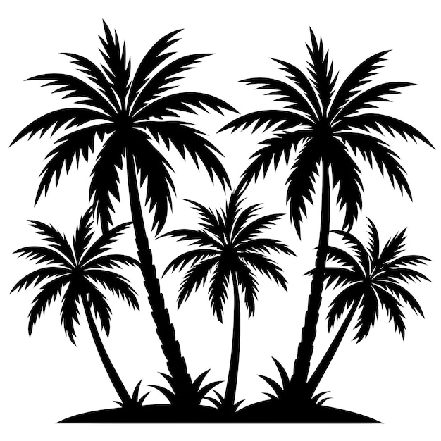 Vector a collection of palm trees with a white background with black and white images