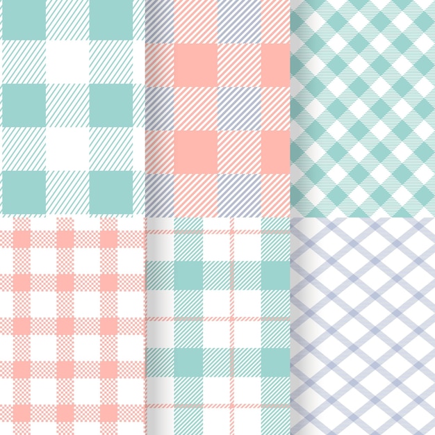 Collection of pastel gingham patterns