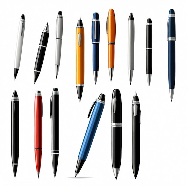 a collection of pens pens and pens are displayed