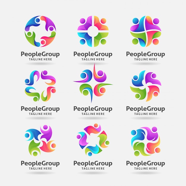 Collection of people group logo design