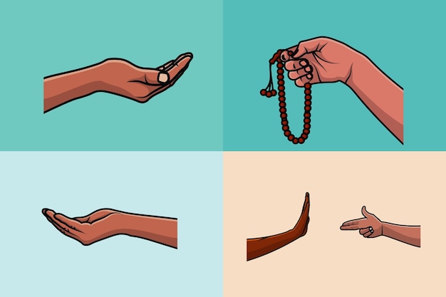 Vector collection of people hands with various gestures vector illustration people object icon concept