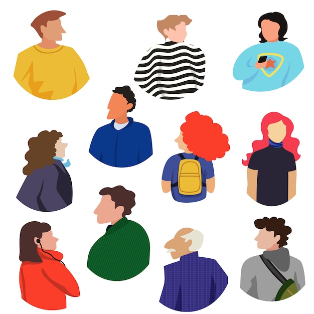 Collection of people upperbodies in a bold modern style