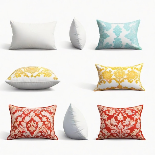 Vector a collection of pillows with a white and red pattern