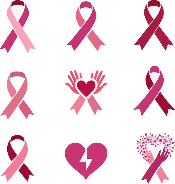 A collection of pink and pink Logo of breast cancer awareness