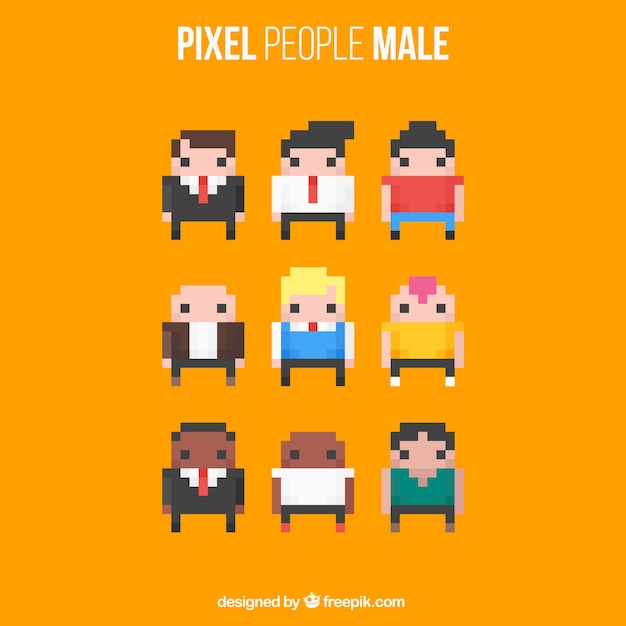 Vector collection of pixelated men 