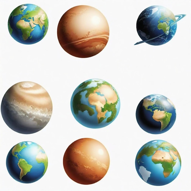 Vector a collection of planets including the planet and the earth