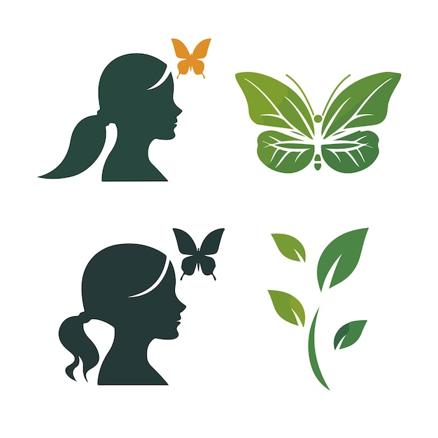 a collection of plants and butterflies for a girl