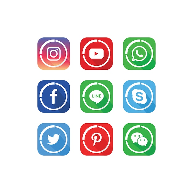 A collection of popular social media icons template