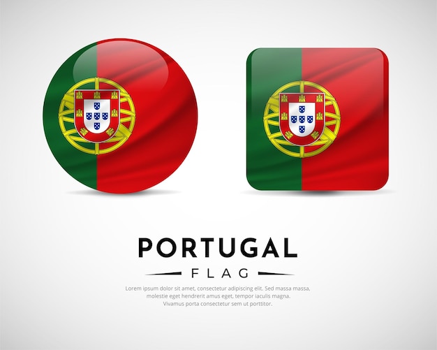 Collection of Portugal flag emblem icon Portugal flag symbol icon vector