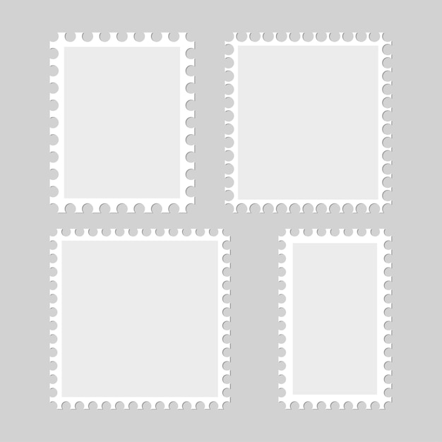 Collection of postage stamps template blank Vector illustration