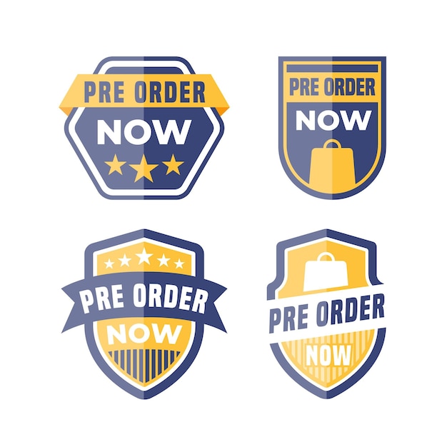 Collection of pre-order label in blue and yellow