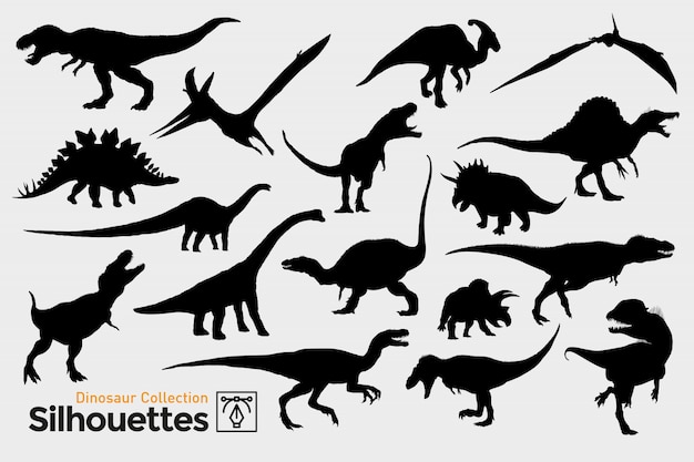 Collection of prehistoric dinosaur silhouettes.