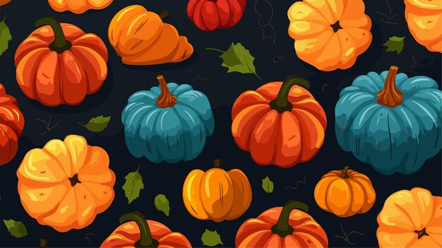 Vector a collection of pumpkins with a blue and orange color