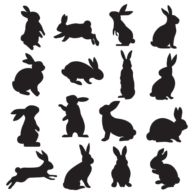 collection of rabbit silhouettes. vector illustration