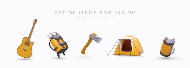 Vector collection of realistic camping vector images property for hiking tourism