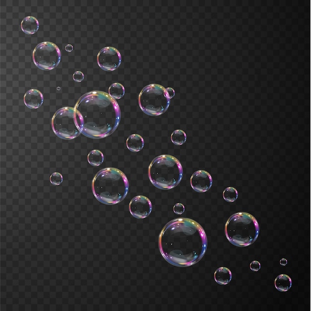 Collection of realistic soap bubbles