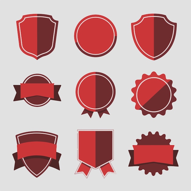 Vector collection of red banners and badges