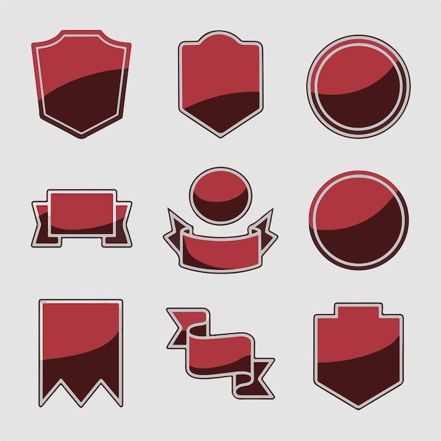 Vector collection of red banners and badges