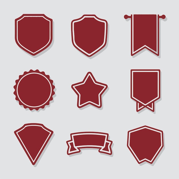 Vector collection of red banners and badges