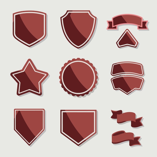 Vector collection of red banners and badges