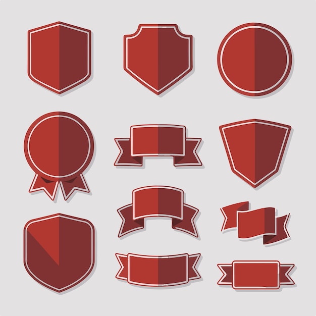 Vector collection of red banners and badges