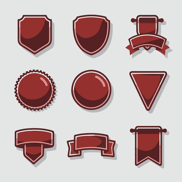 Vector collection of red banners and badges