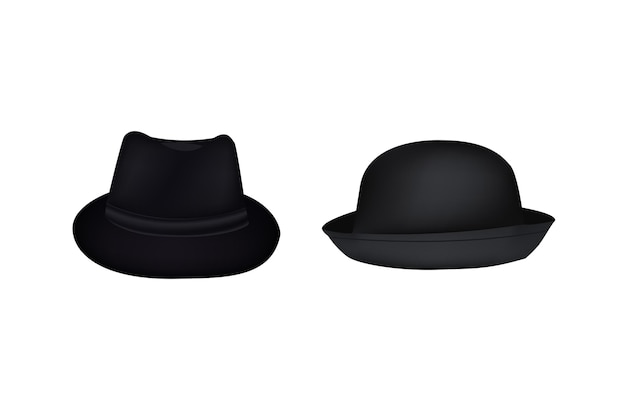 Collection of retro hats silhouette top hat