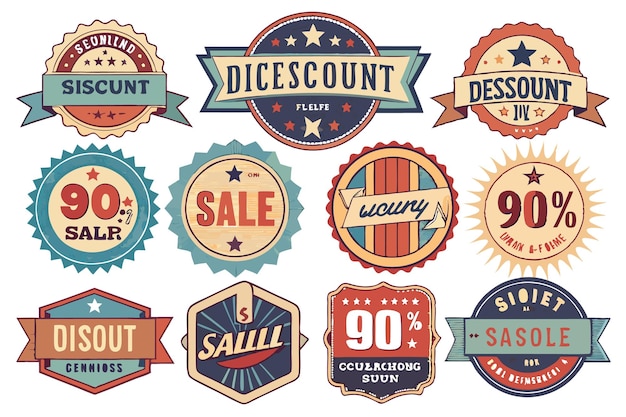 Vector collection of retro style discount badges