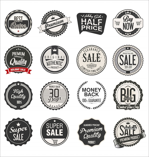 Collection of retro vintage badges