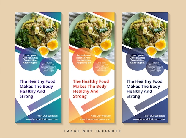 collection Roll up banner. the healthy Food and Restaurant modern Business abstract Vertical display