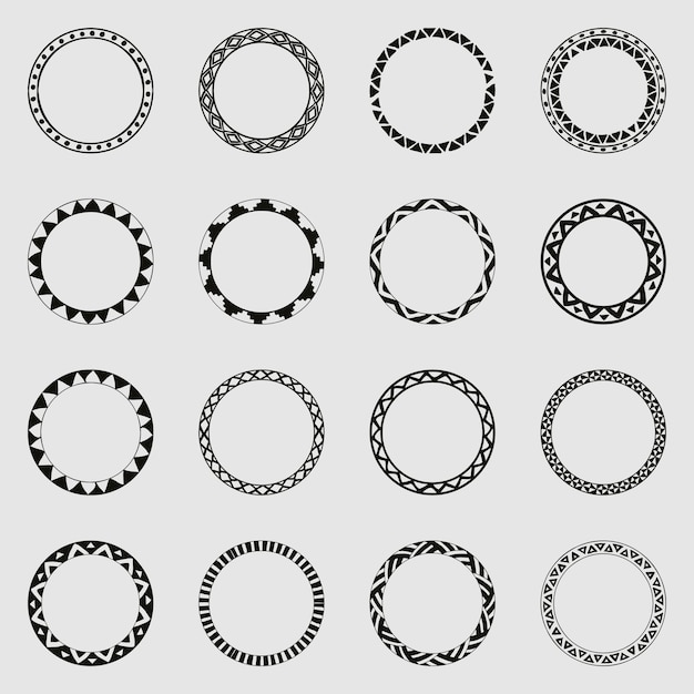 Collection of round decorative border frames