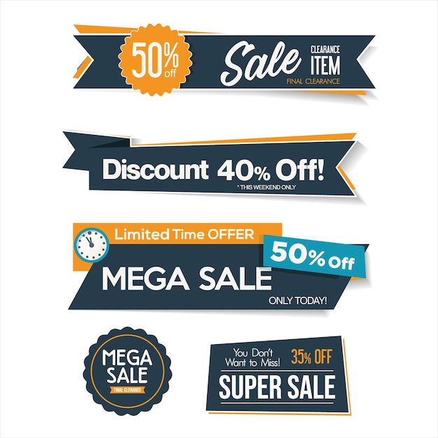 Collection of Sale tags or banners discount stickers vector illustration