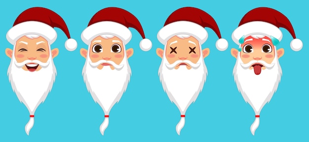 collection of Santa Claus face expressions