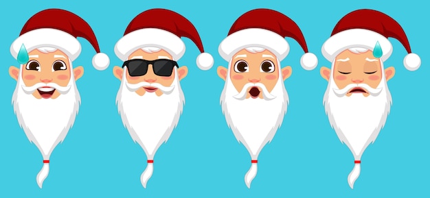 collection of Santa Claus face expressions