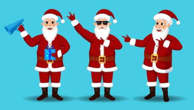 collection of Santa Claus with different actions