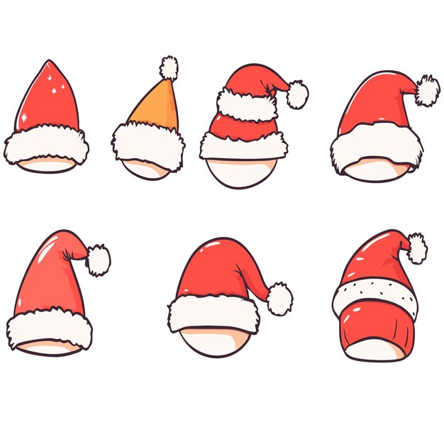 Vector a collection of santa hats with one that says santa