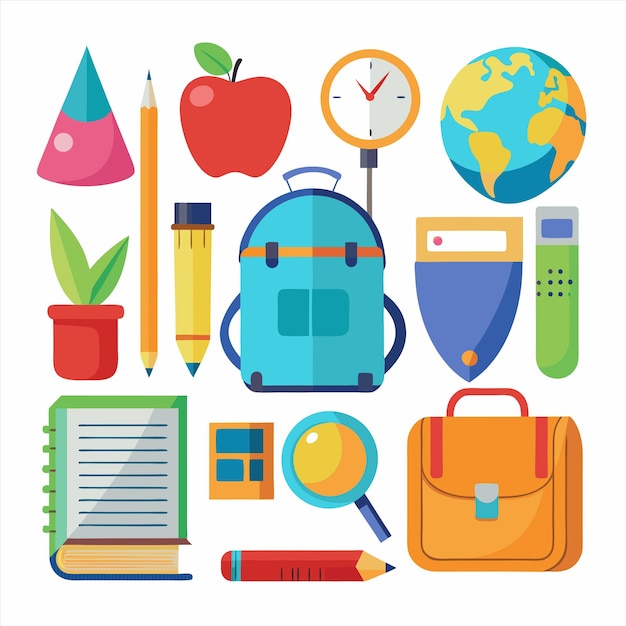 Vector a collection of school supplies including a backpack a backpack and a backpack