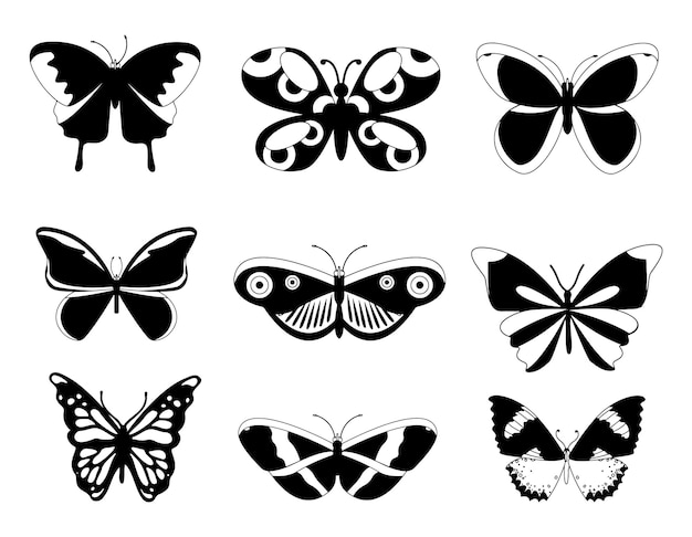 Collection of Scissor skills Butterfly isolated vector Silhouettes