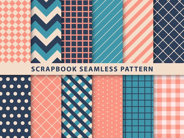 Collection of scrapbook seamless pattern