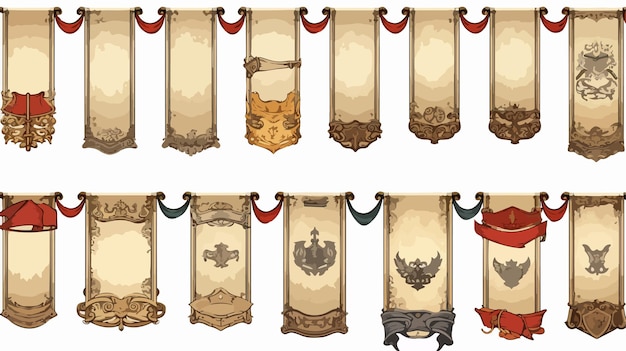 Vector collection of scrolls flags paper banners and parchment