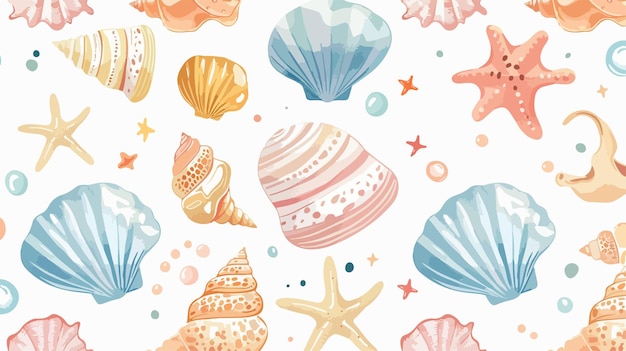 a collection of sea shells and starfish