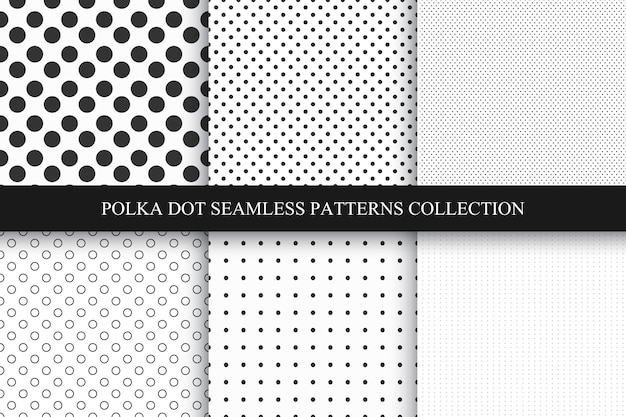 Collection of seamless dots patterns Polka vector illustrations