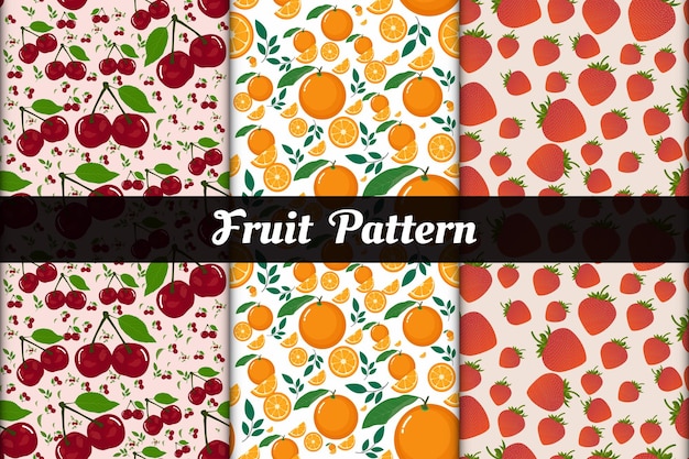 Collection of seamless pattern with fruits