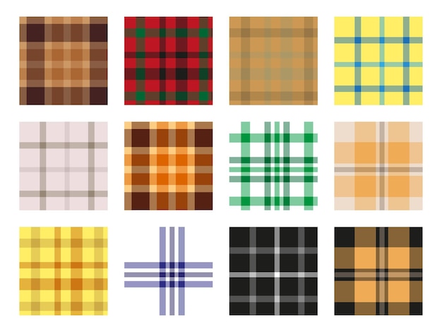 Collection of seamless patterns with a traditional scottish pattern. Checkered pattern. Vector illustration.