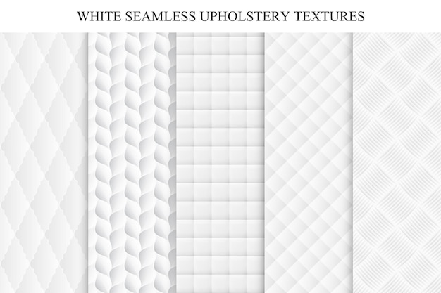 Collection of seamless white decorative soft textures