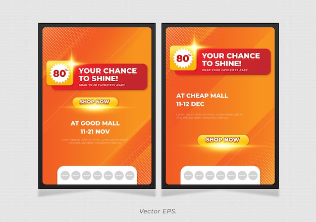 Collection set Chance to shine sale Gradient abstract vertical sale poster template vector design