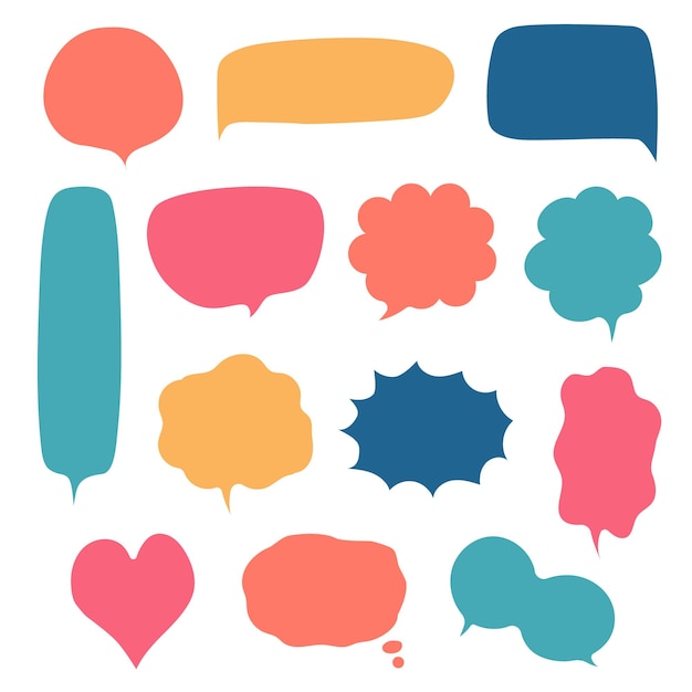 collection set of hand drawn speech bubble balloon